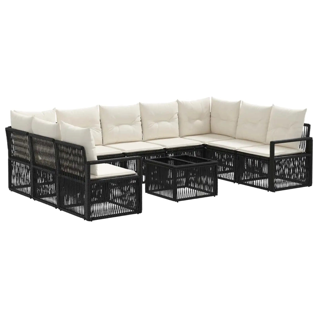 Set Divano da Giardino 10 pcs Nero polyrattan