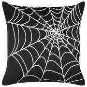 Cuscino decorativo in velluto nero motivo ragnatela 45 x 45 cm quadrato moderno accessori per la decorazione autunnale di Halloween