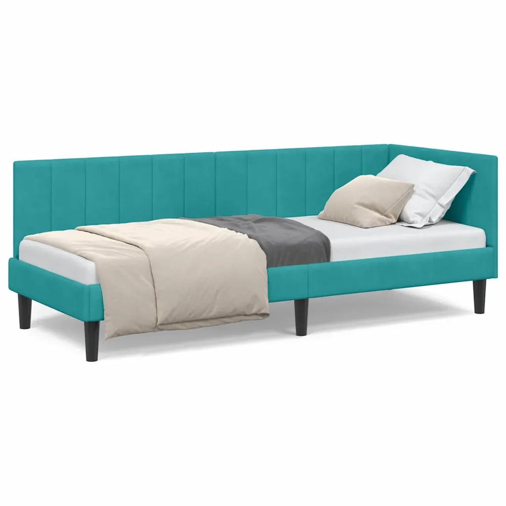 vidaXL Cornice del letto ad angolo Turchese 80 x 200 cm Velluto