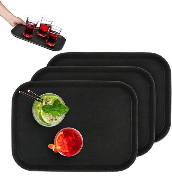 Set di tavola per uso domestico da 3 pezzi rettangolare 35x25 cm nero
