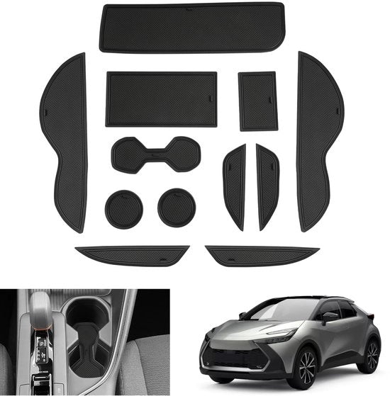 Accessori compatibili con Toyota C-HR Hybrid 2024 2025, Pieghevoli Antislip in gomma per Borsa Portaoggetti, Accessori Toyota C-HR 2024 (Nero)