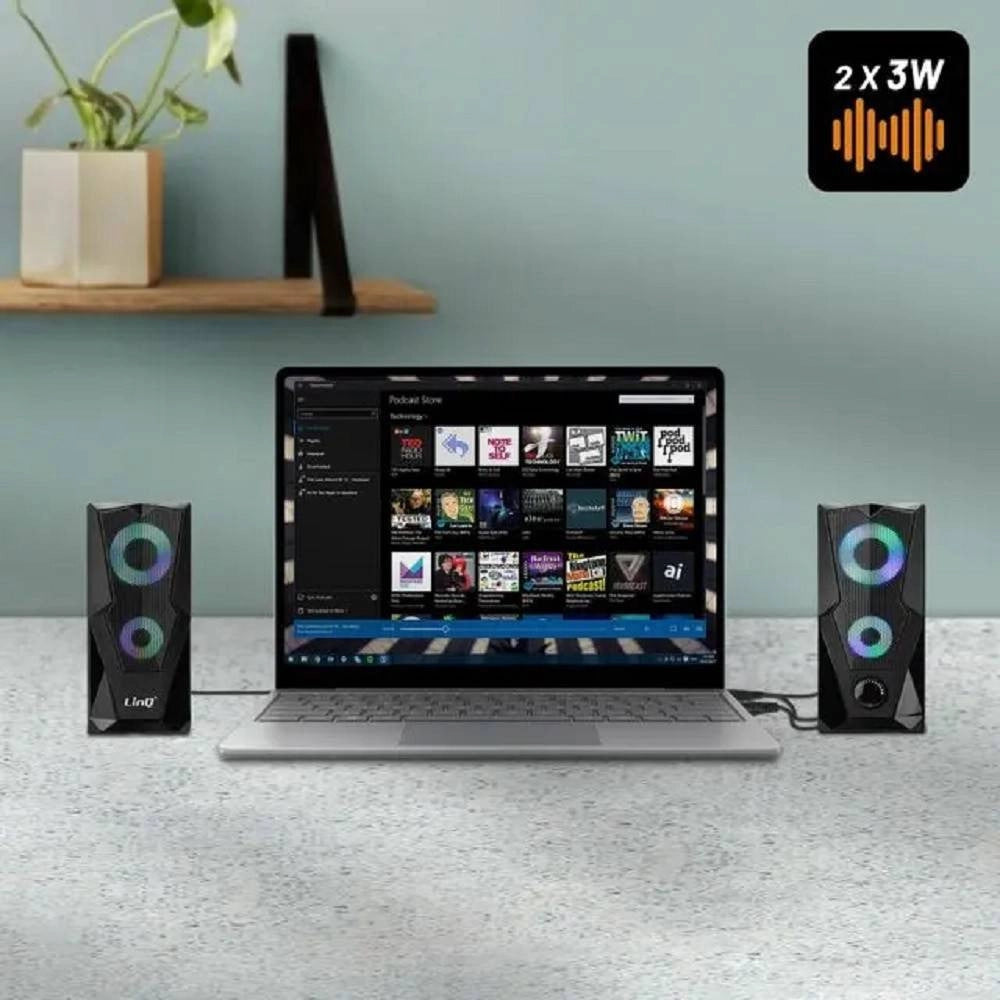 Trade Shop - Casse Altoparlanti Stereo Usb 2.0 Con Luci Led Pc Gaming Rgb Speaker Tv Mp3 A5005 -