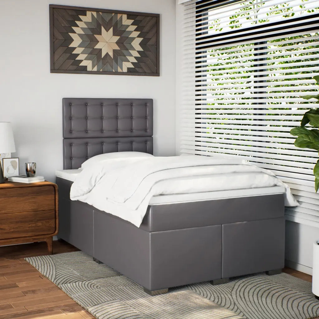 Giroletto a Molle con Materasso Grigio 120x190 cm in Similpelle