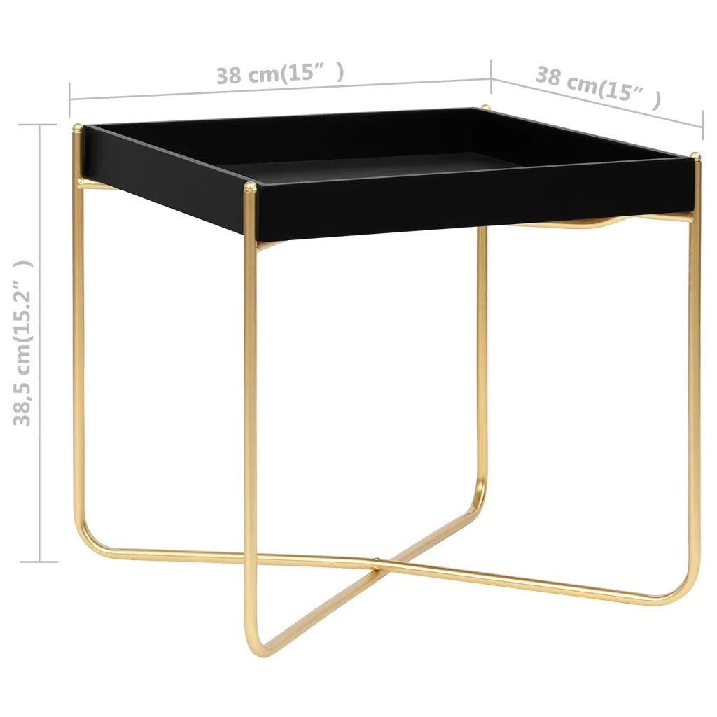 Tavolino Laterale Nero e Oro 38x38x38,5 cm in MDF cod mxl 12700
