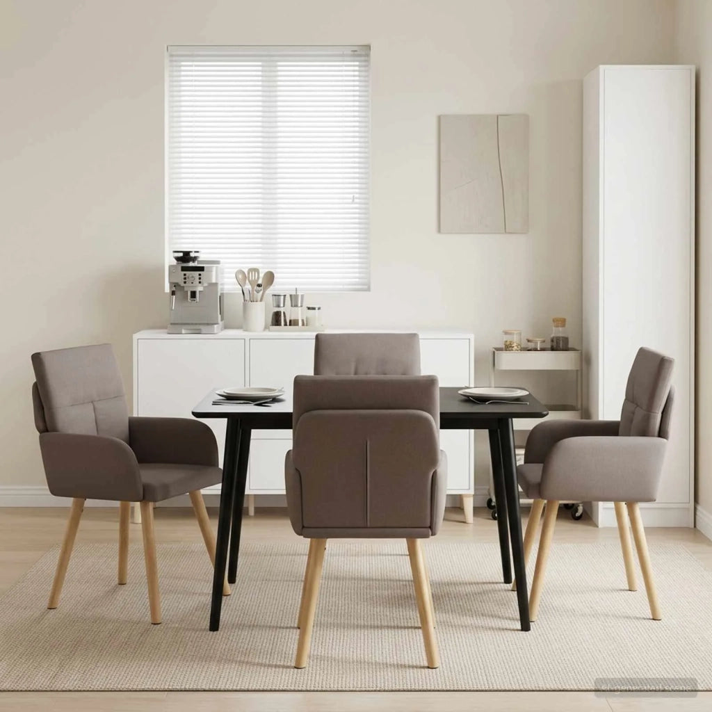 Sedie da pranzo 4 pz Tessuto Tortora 60 x 56 x 96 cm 3428362
