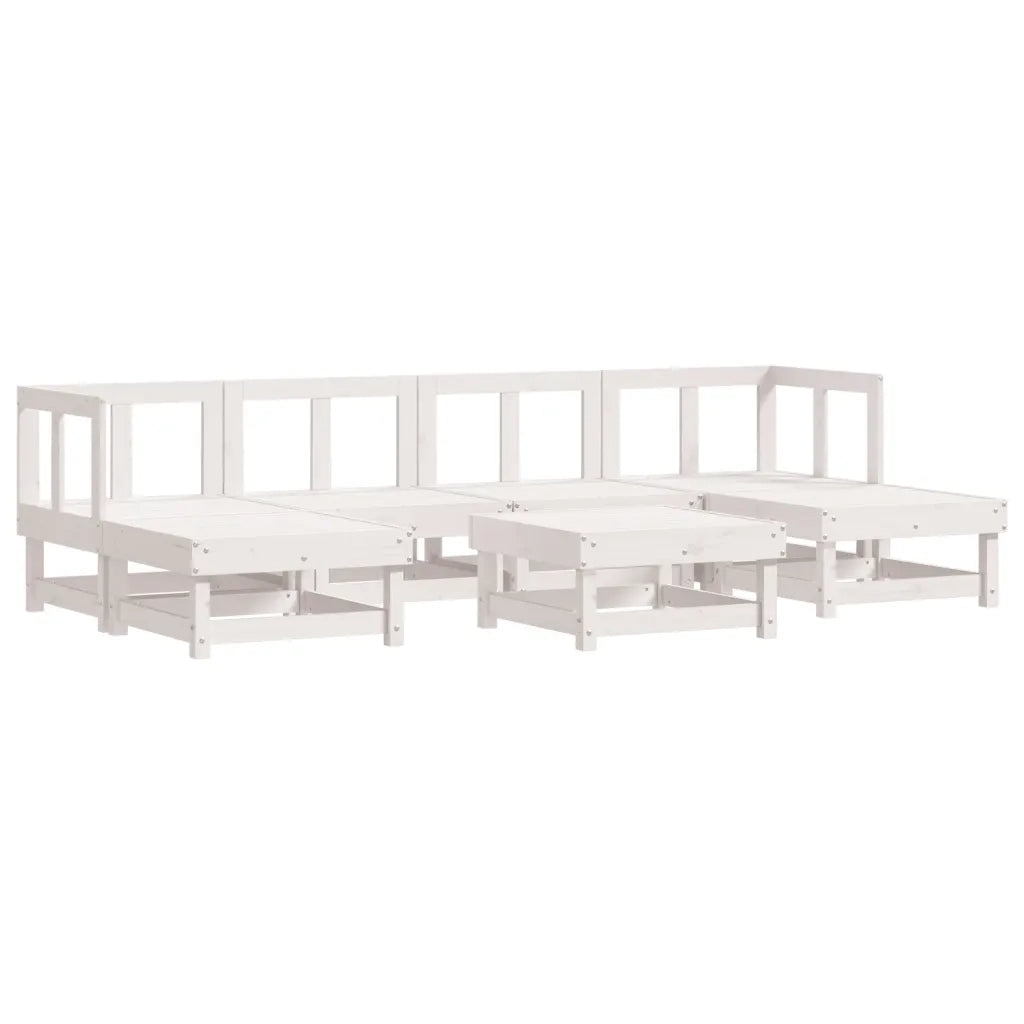 Set Salotto da Giardino 7 pz Bianco in Legno Massello di Pino