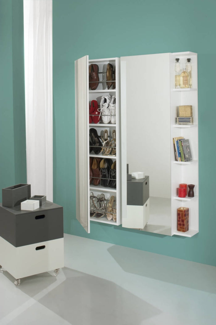 Scarpiera Libreria 5 Ripiani in Melaminico 88,5x25x160cm TFT Sc Bianca Specchio