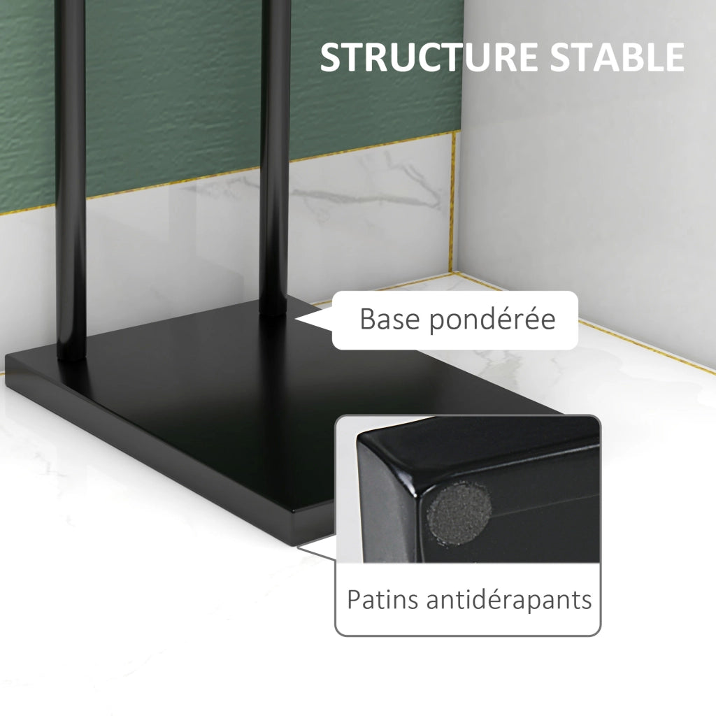 Portasciugamani con 2 barre in acciaio ¨C zephmum ¨C nero 35,5x20x78 cm
