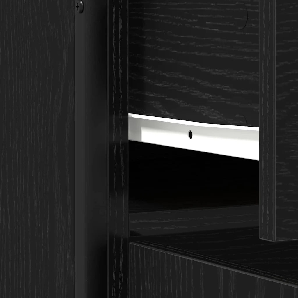 Credenza | Madia | Buffet da pranzo | Armadio da pranzo Rovere Nero 70 x 30 x 80 cm Legno multistrato