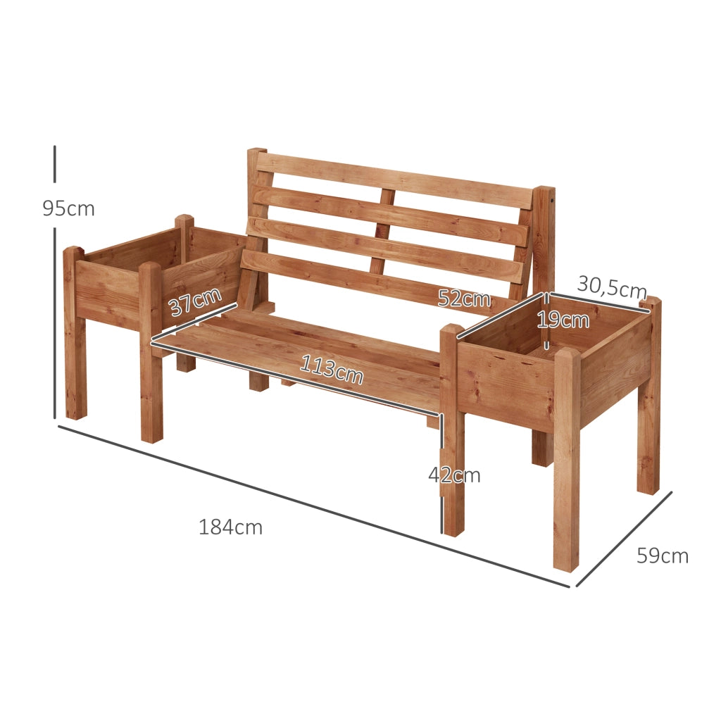 Panchina con Fioriere Integrate ¨C Xylo ¨C Legno Marrone 184x59x95 cm