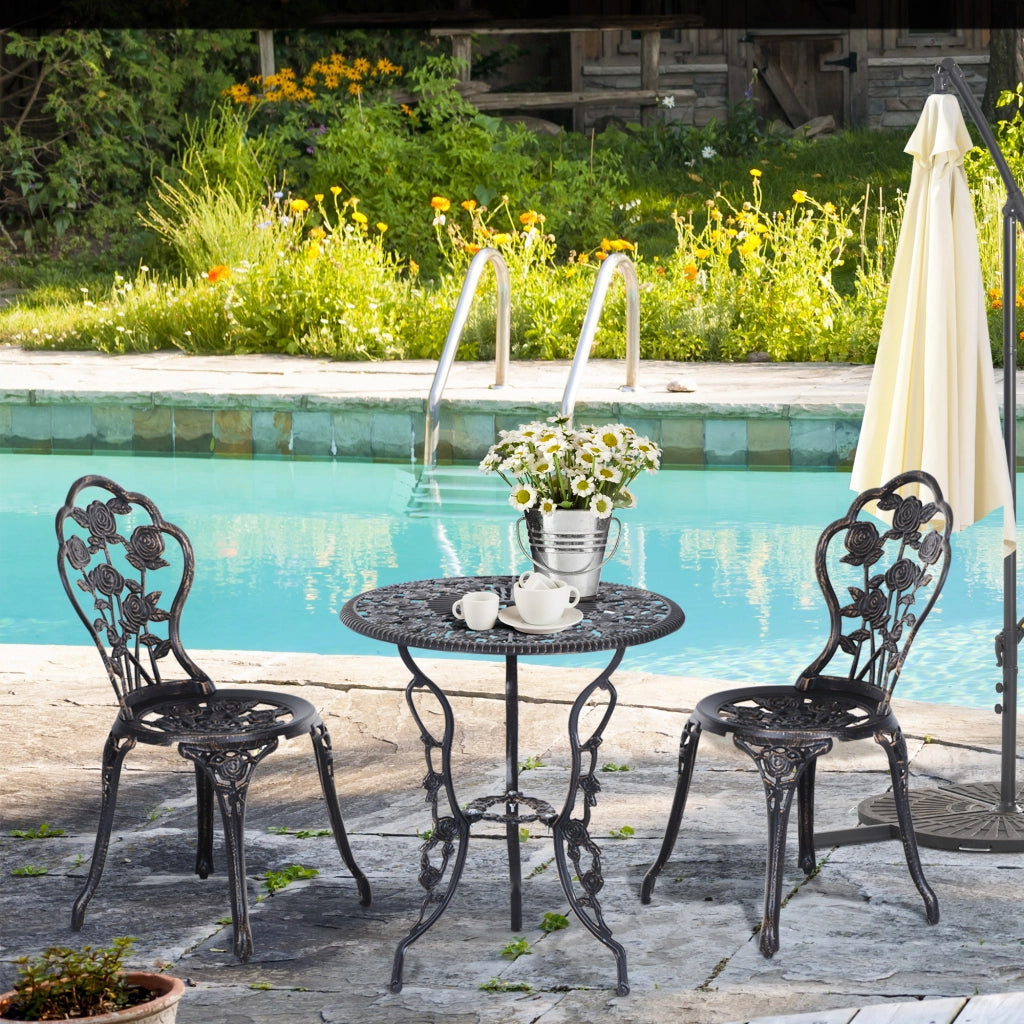 Set Giardino Tavolo e Sedie 2 Posti ¨C zephmum ¨C Bronzo Resina