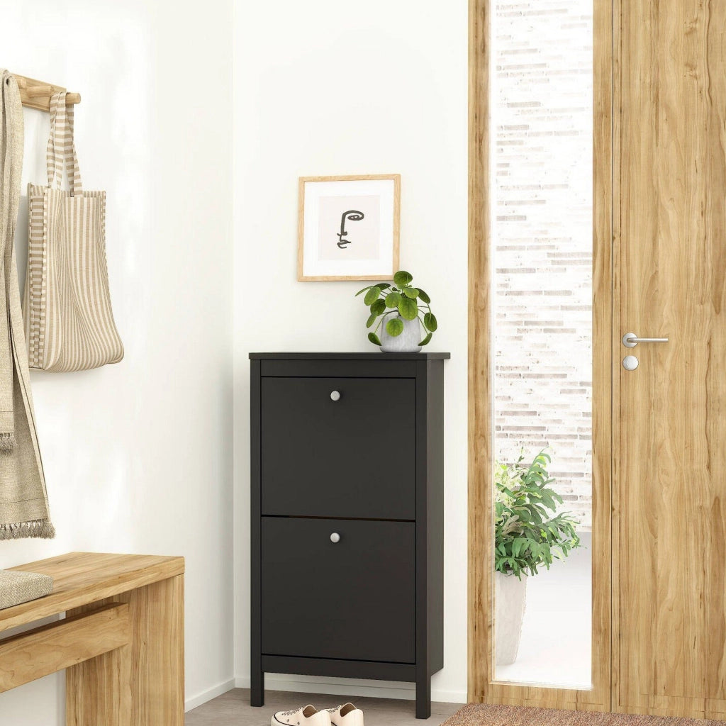 Scarpiera Tisoy, Mobile portascarpe, Armadio da ingresso multiuso, Mobiletto per calzature, 54x25 h103 cm, Nero
