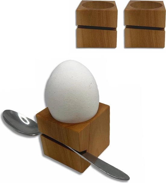 Egg Doppie in legno massello design moderno a angolo - inclusa ciotola per uova