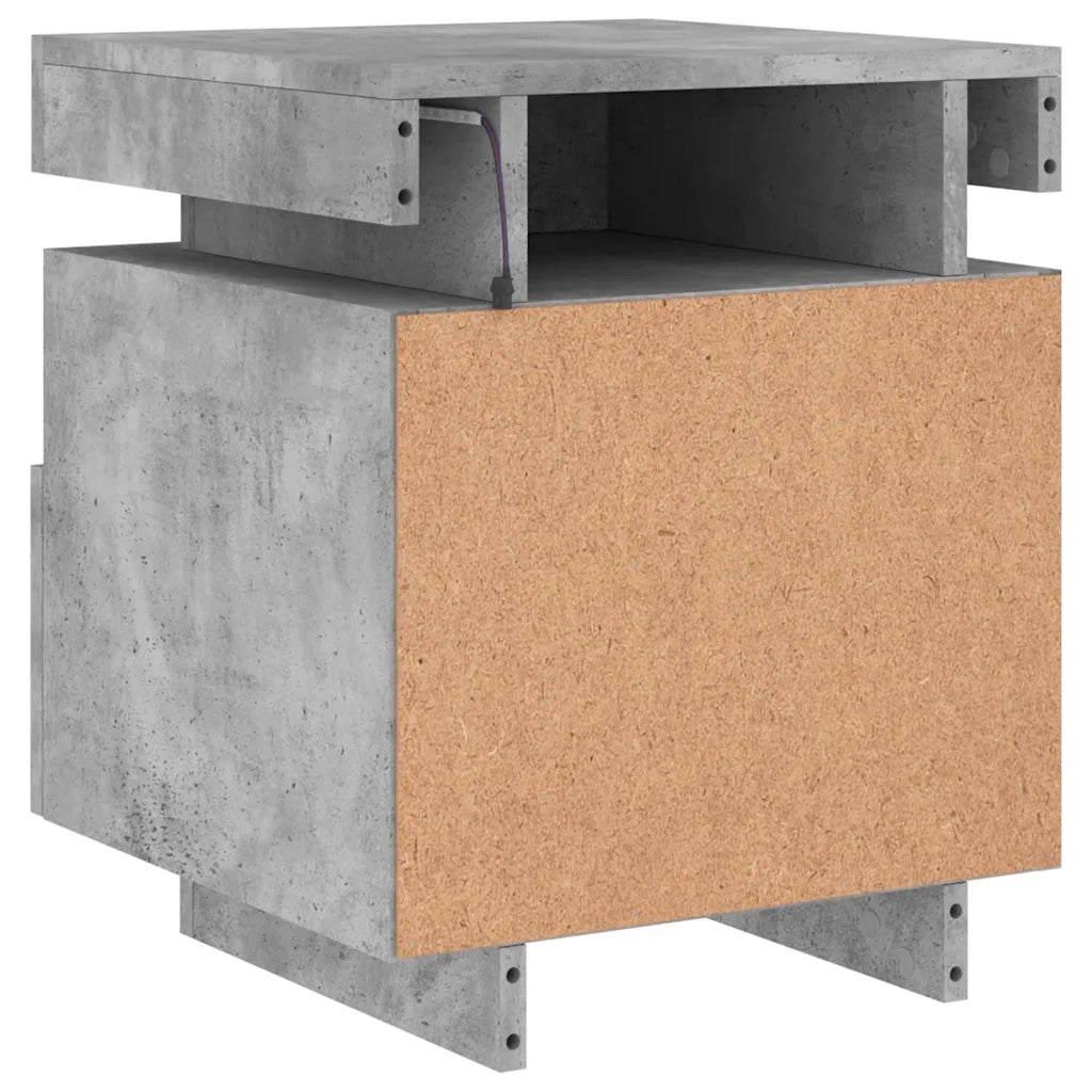 Comodino con Luci LED Grigio Cemento 40x39x48,5 cm