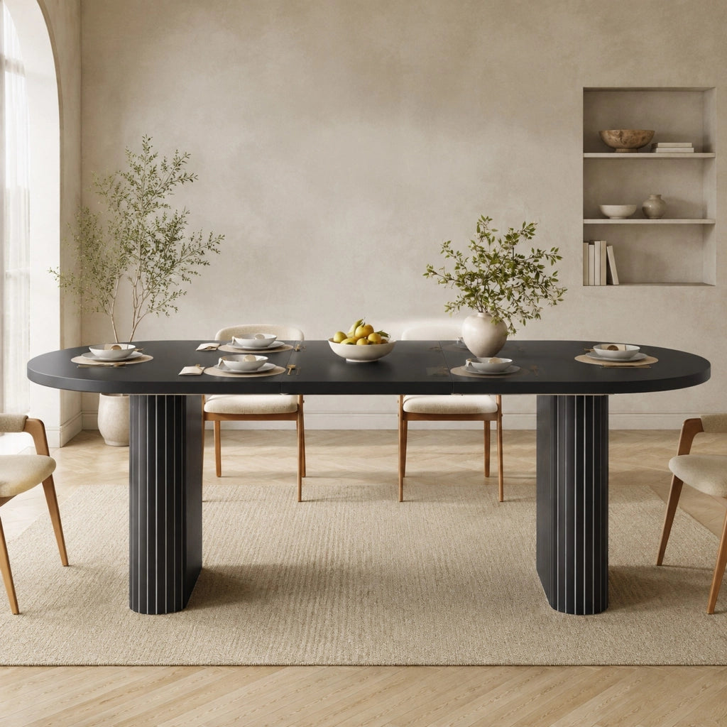 TAVOLO da pranzo allungabile 120-160x80 cm Nero MDF e metallo