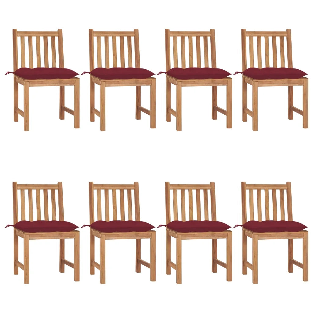 Sedie da Giardino con Cuscini 8 pz in Legno Massello di Teak cod mxl 38903