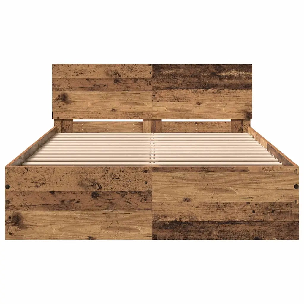 vidaXL Struttura letto con testata Legno vecchio 120 x 190 cm