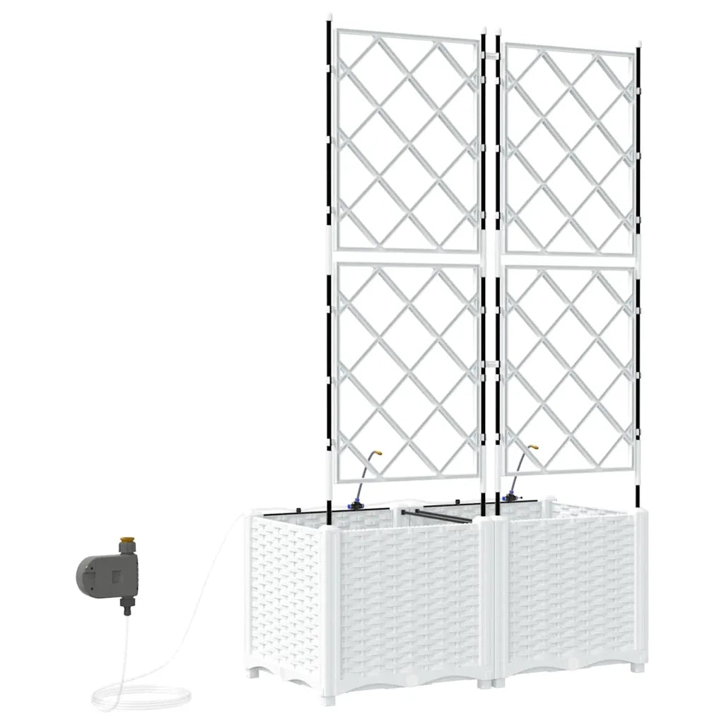 2 pz Fioriere | Cassetta per fiori | Vaso da giardino Bianco 80 x 40 x 142 cm Plastica