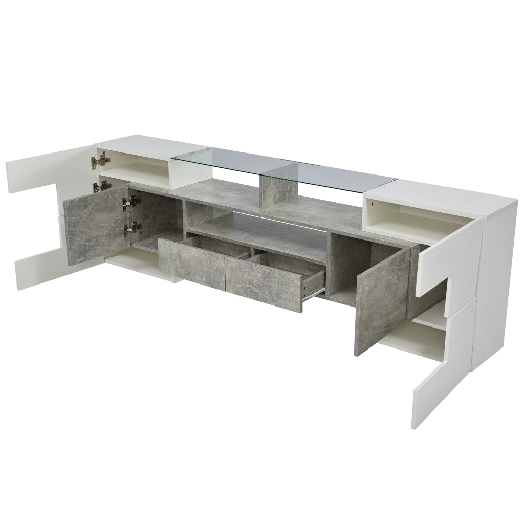 Mobile TV 200x35x60 cm; LED multicolore controllabile via app; MDF; grigio
