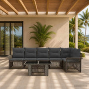 Set Divano da Giardino 7 pz Grigio e Grigio Scuro polyrattan 3436640