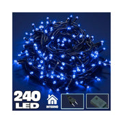 Trade Shop - Catena Luci A Led Luminosa Natalizia 240 Led Blu Con 7 Giochi Mini Lucciole -