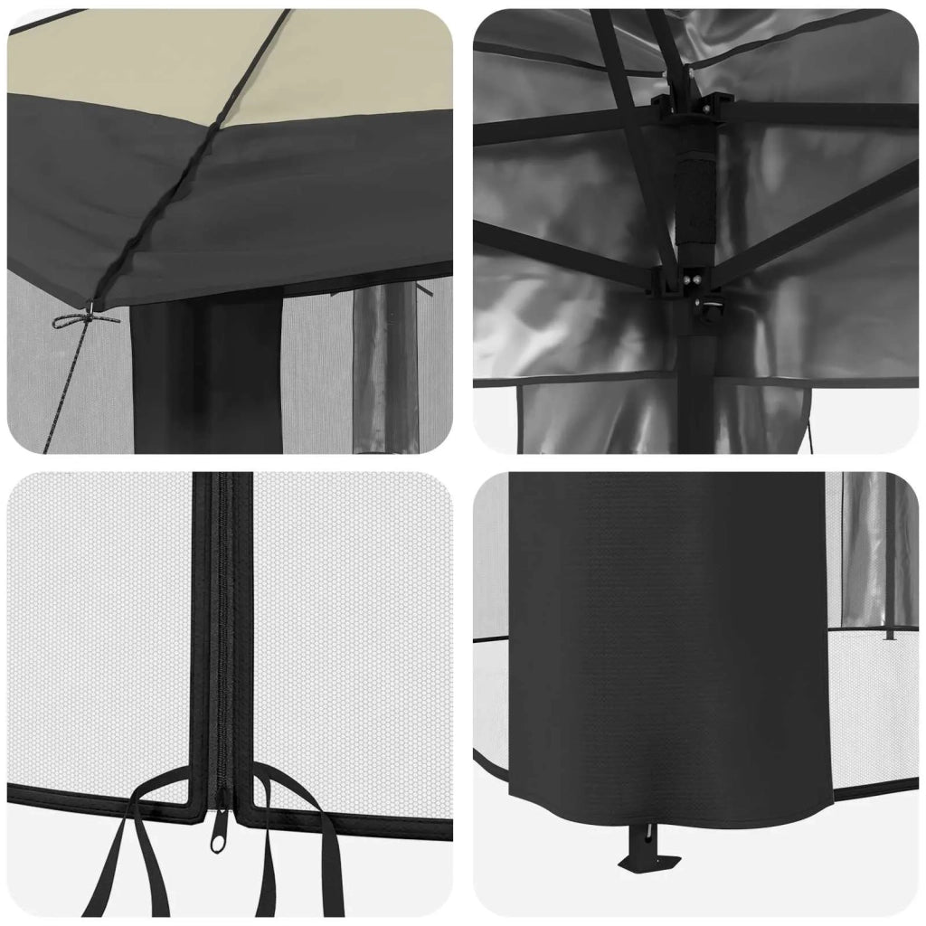 Gazebo con 4 Pareti 3,3 x 3,3 m Crema e Antracite 42036815