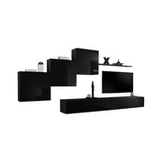 Mobile da salotto murale SWITCH X design, colore nero lucido.