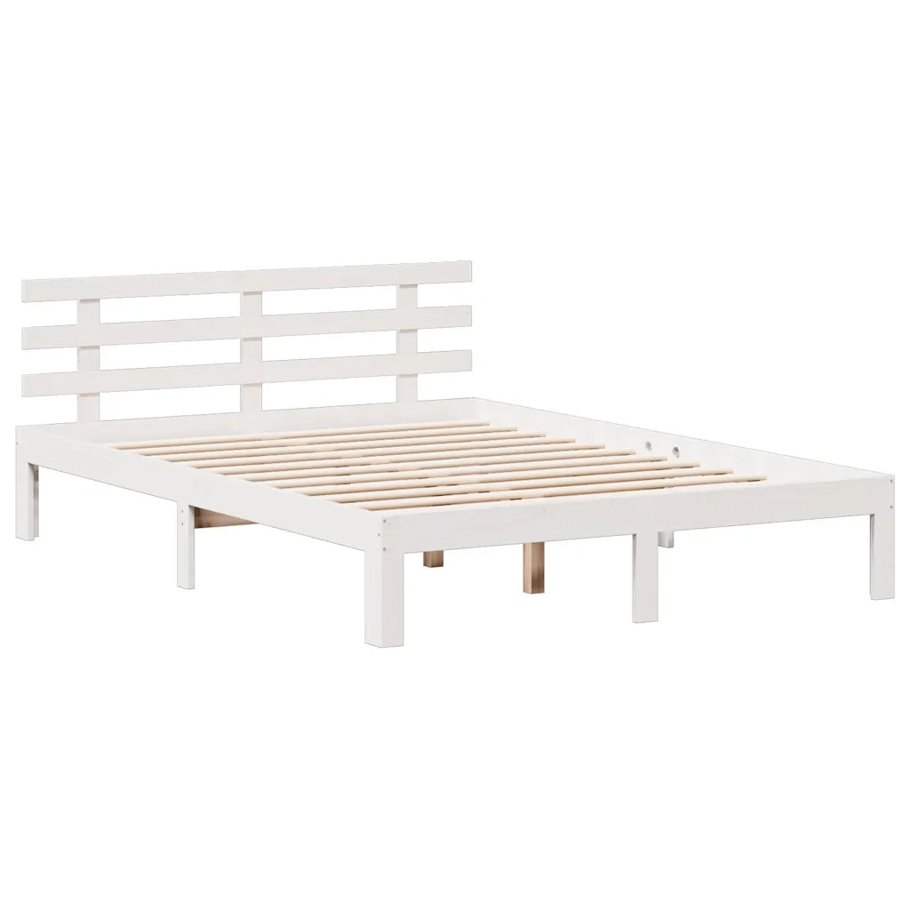 Letto Libreria senza Materasso Bianco 140x200 cm Legno di Pino 3322797
