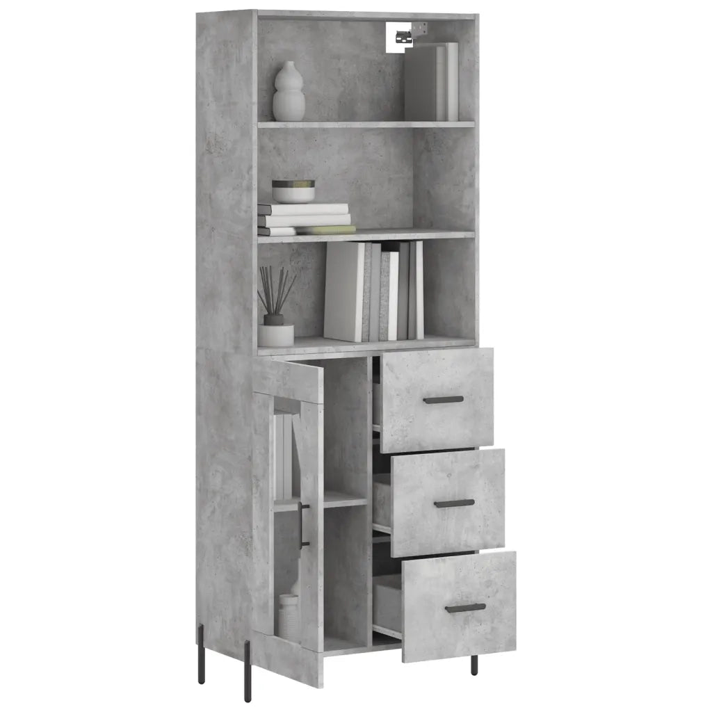 Credenza-Buffet-Armadio da cucina Grigio Cemento 69,5x34x180 cm in Legno Multistrato 865840