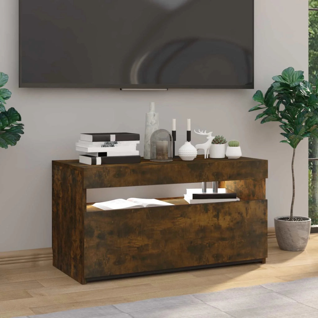 Mobile Porta TV con Luci LED Rovere Fumo 75x35x40 cm 815123