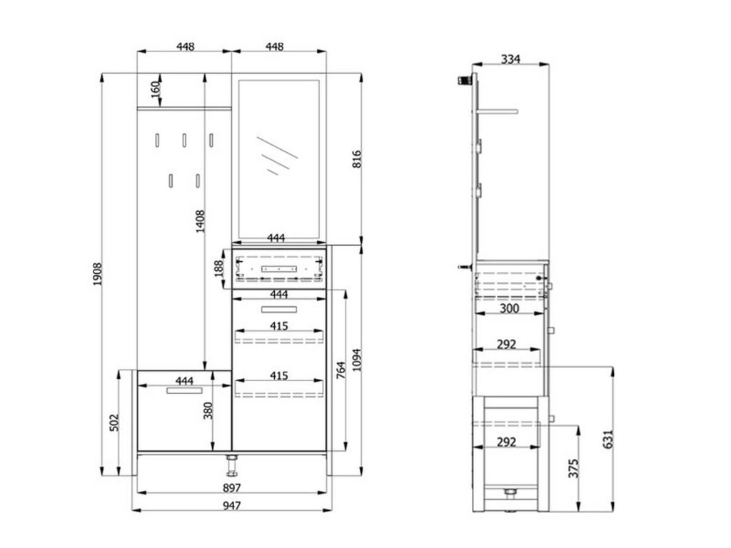 Corbetta, Mobile da Ingresso Specchio Incluso, 94.5x33.5x191h cm Marrone Rovere Nodi
