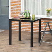 Tavolo da Giardino Quadrato 4 Posti ¨C MINIMAL ¨C Alluminio Nero, Vetro, 80x80x74 cm