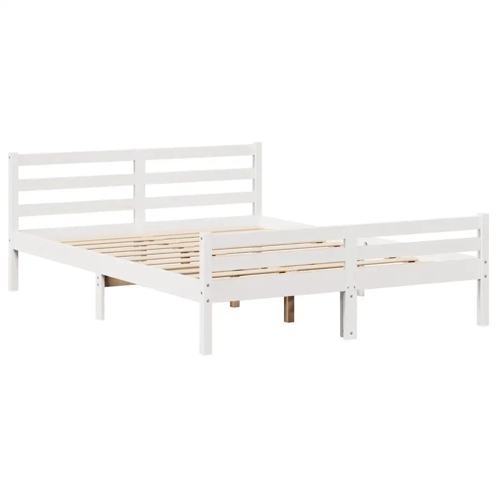 Letto senza Materasso Bianco 135x190 cm Legno Massello di Pino 3301601
