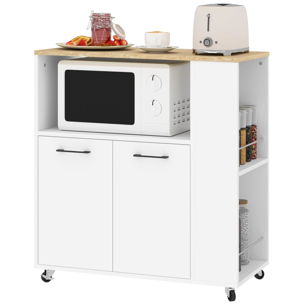 Tavolo da cucina con ruote e ripiano regolabile ¨C zephmum ¨C 75x40x80,5 cm bianco