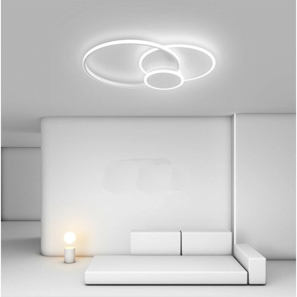 Trade Shop - Plafoniera Tonda A 3 Cerchi Led A Tripla Colorazione Di Luce 37w Ultra Moderno C32-3c -