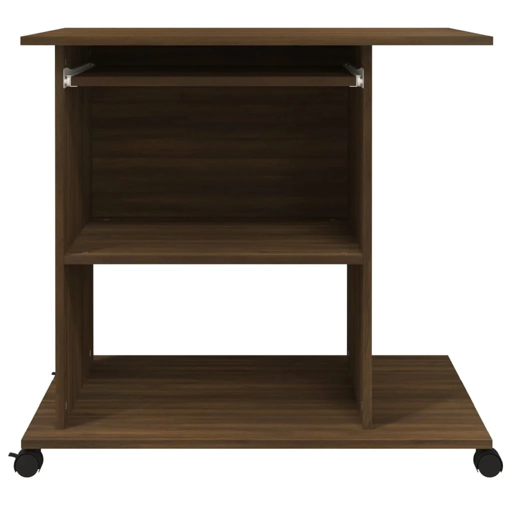 Scrivania tavolo postazione di lavoro mobile per computer studio per computer rovere 80 x 50 x 75 cm legno ingegnerizzato marrone 02_0023728
