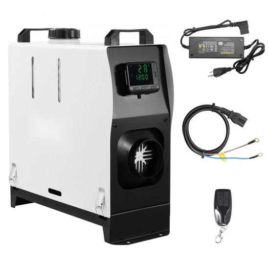 Riscaldatore di aria di scarico a diesel - Stufa a camino tutto in uno 5-8 kW - Comando a distanza - Schermo LCD - Riscaldamento rapido - Silenzioso - Portatile - Per camion, furgoni e camper