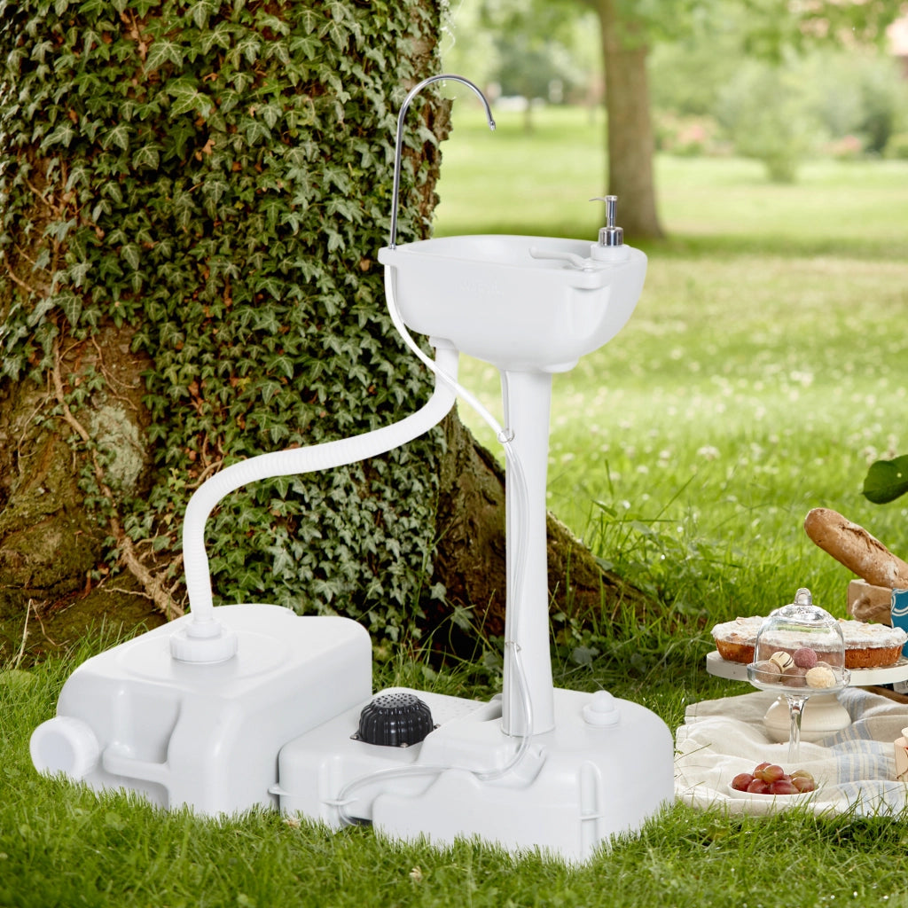 Lavabo Portatile con Tanque Recupero Acqua 17L ¨C Zephmum ¨C Grigio 83x50x103 cm
