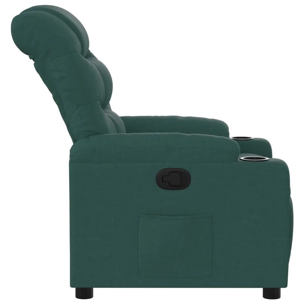 Poltrona | Sedia Relax Reclinabile in Tessuto Verde Scuro
