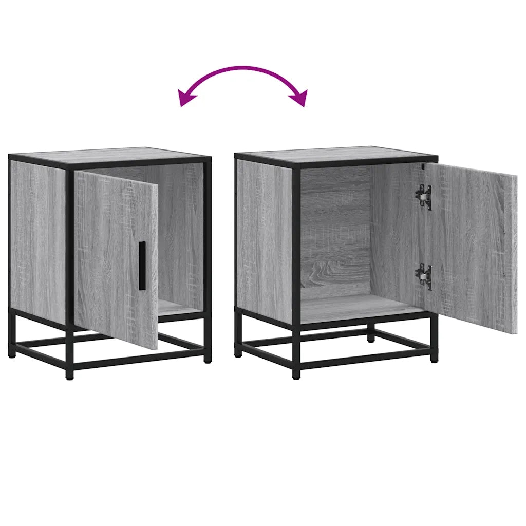 Comodino-Tavolino da notte Grigio Sonoma 40x31x50 cm Legno Multistrato e Metallo 678813
