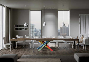 Tavolo Allungabile 120/380x90 cm Volantis Noce Gambe Multicolore 4/B