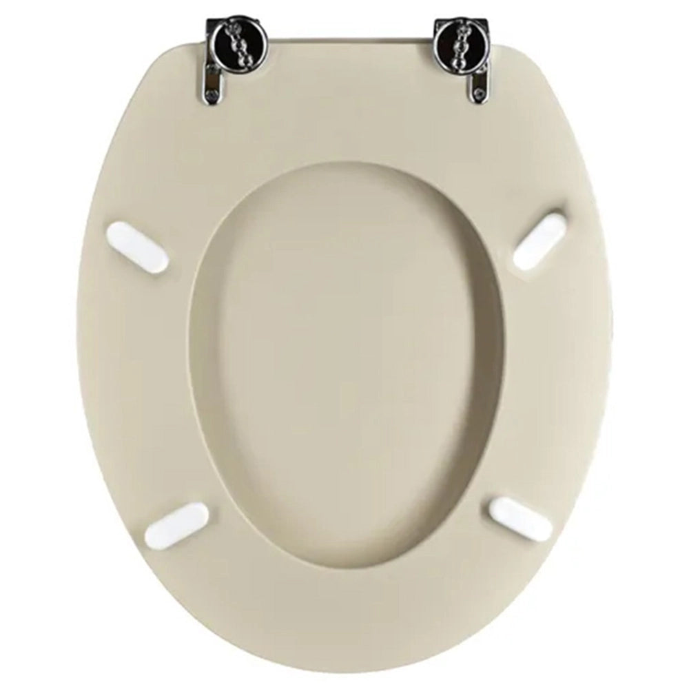 Copriwater legno rivestito forma universale cerniere metallo avorio beige