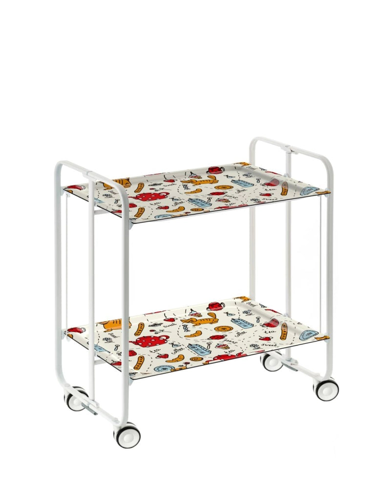 Carrello da cucina pieghevole bianco con ruote BAUHAUS 2 ripiani
