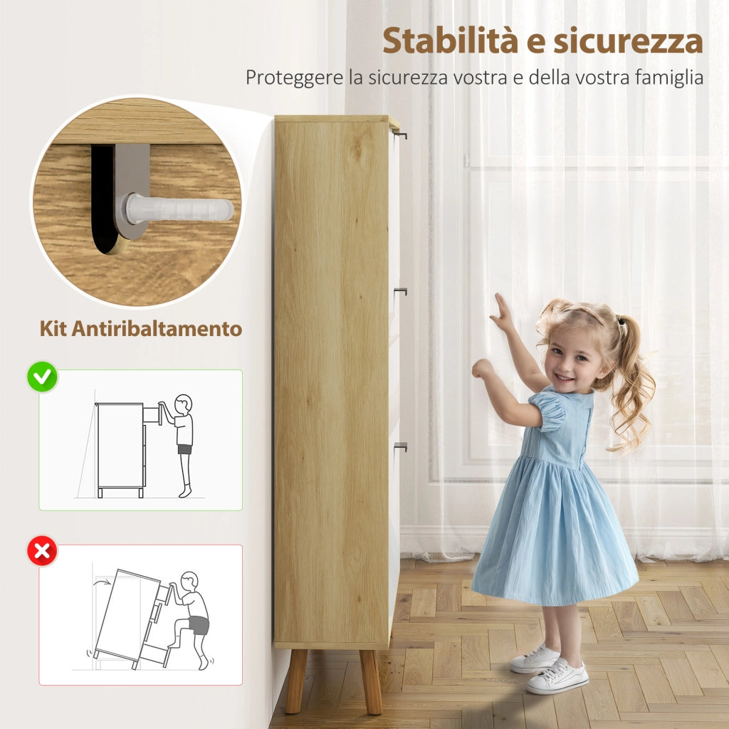 Scarpiera con 3 Cassetti Ribaltabili ¨C zephmum ¨C Bianco 80x24x127 cm