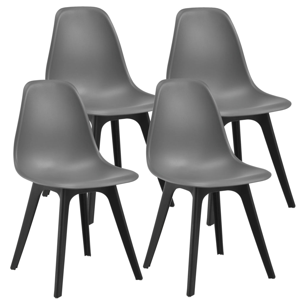 [en.casa] Arredo Sala da Pranzo  Set Tavolo Metallo Vetro 105 x 60 x 75 cm con 4 Sedie in Plastica 83 x 54 x 48 cm Grigio / Nero