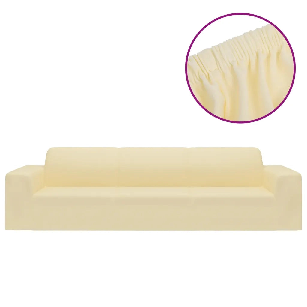 Fodera Elasticizzata Divano 4 Posti in Jersey Poliestere Crema 332947