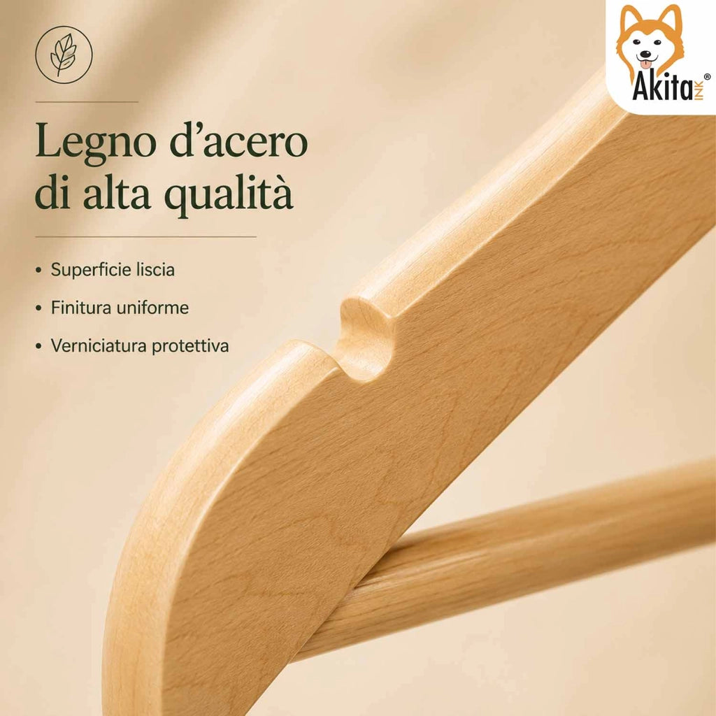 Akitaink 24 Grucce Legno Barra Antiscivolo 360