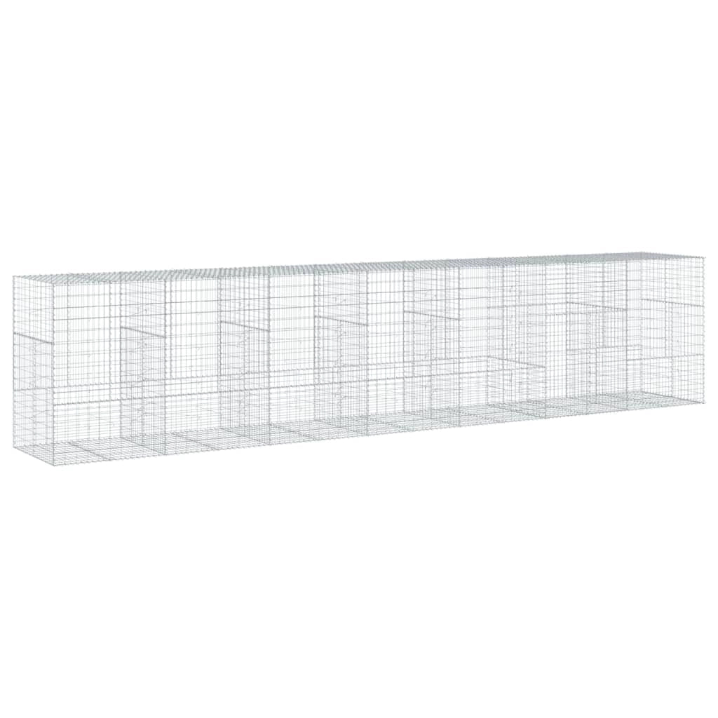 Gabbione recinto a gabbia muro di contenimento con coperchio 700 x 100 x 150 cm ferro zincato argento 02_0040190