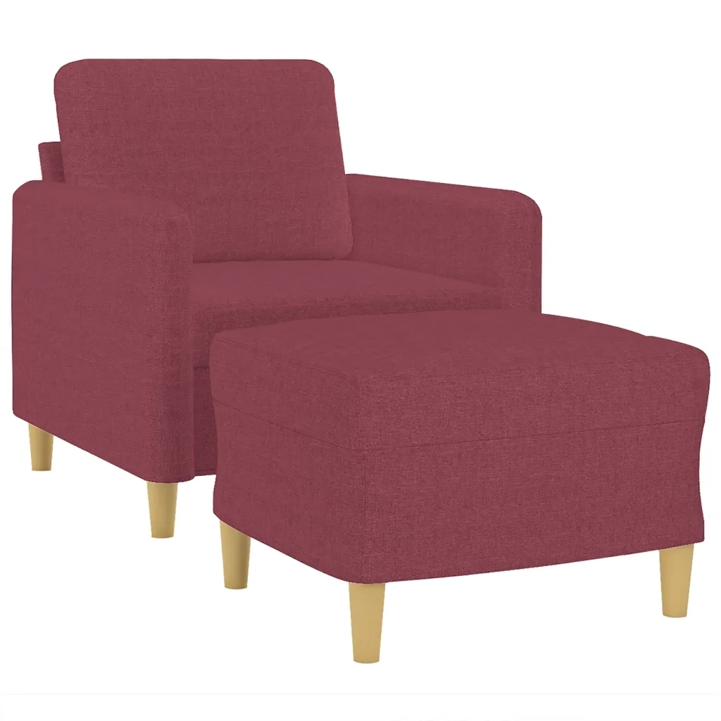 Poltrona | Sedia Relax con Poggiapiedi Rosso Vino 60 cm in Tessuto