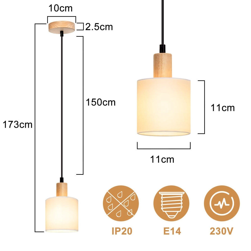 Lampada a sospensione ZMH legno bianco diametro 173 cm testa unica E14 stile vintage e country
